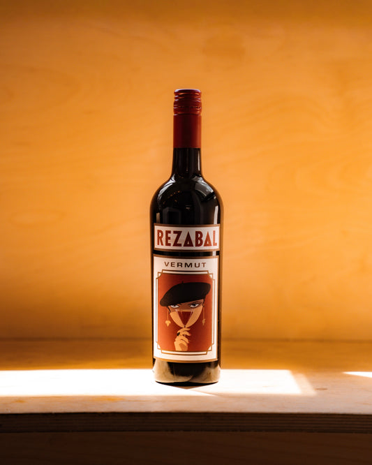 A bottle of Rezabal Red vermouth 